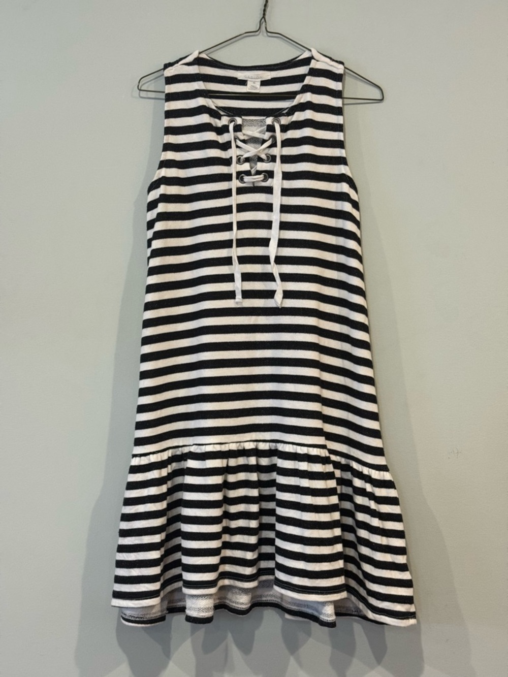 Caslon Black and White Striped Lace-Up Mini Dress